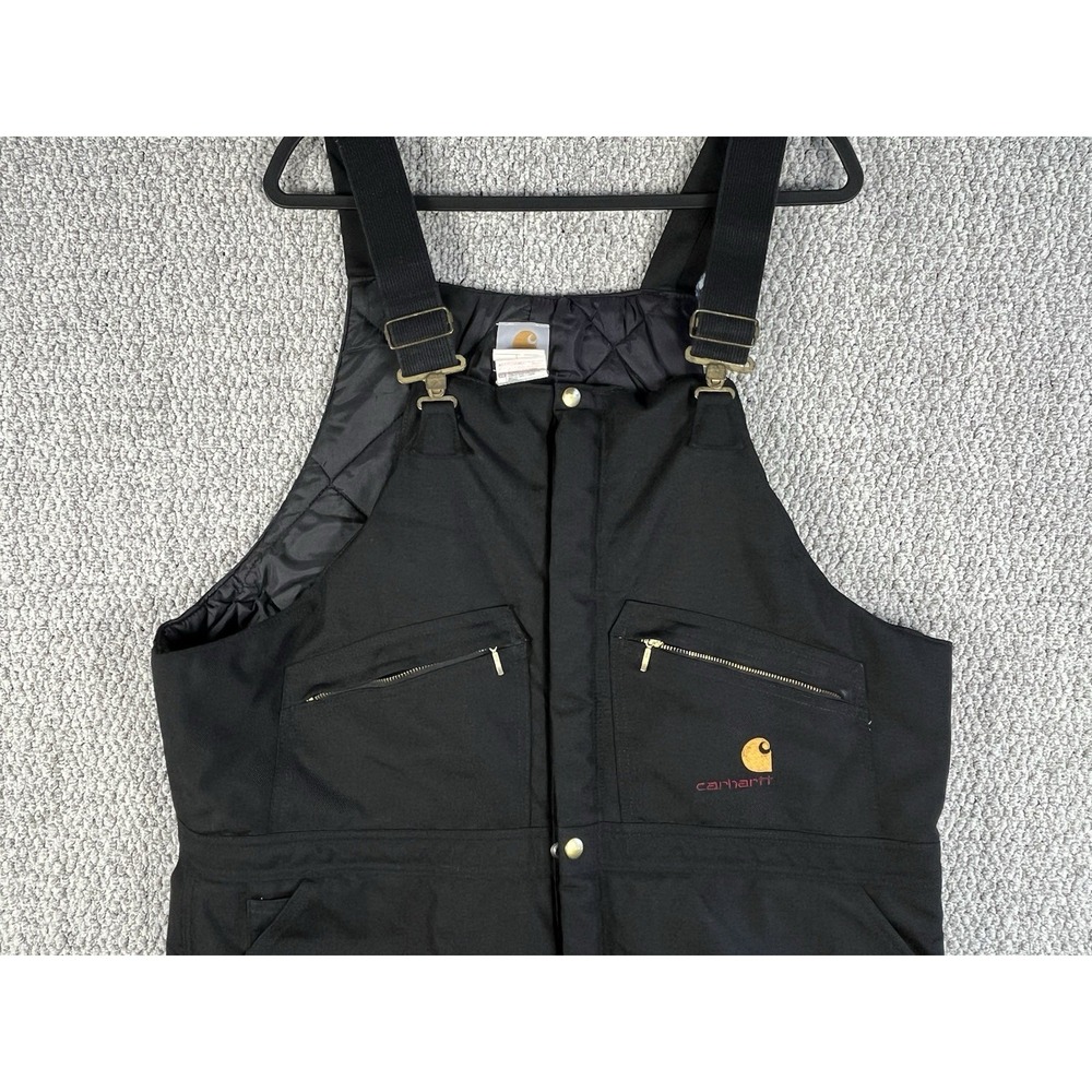Carhartt BIB R12 BLK Arctic Insulated Black Overall Workwear Made in USA 44x32